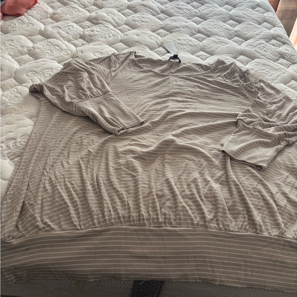 Lane Bryant Beige Striped Blouse